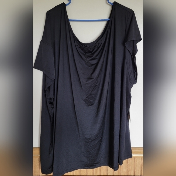 NWT Torrid Black Performance Jersey Off-Shoulder Short Sleeve Active Tee - Picture 3 of 7